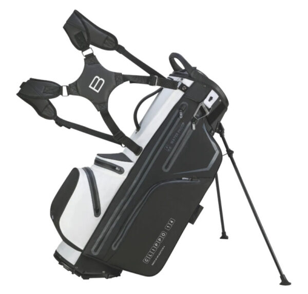 bennington sports clip lok waterproof stand bag black white grey