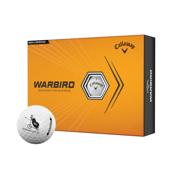 callaway warbird golf ball 2023 weiss 12 baelle mit hohmann golf logo