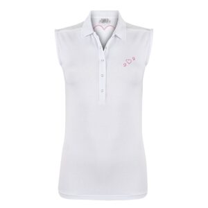 Girls Golf White Love Sleeveless Polo Damen