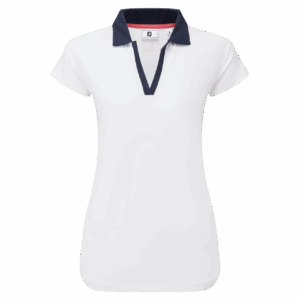 Footjoy Cap Sleeve Print Trim Lisle Polo Damen