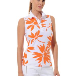 MDC Daisies Print Sleeveless Golf Poloshirt Damen